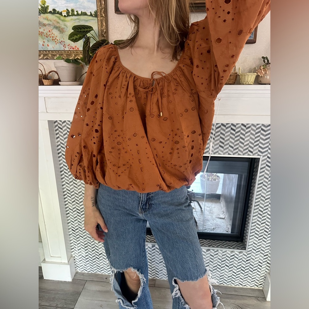 bishop + young Burnt Orange Eyelet Blouse